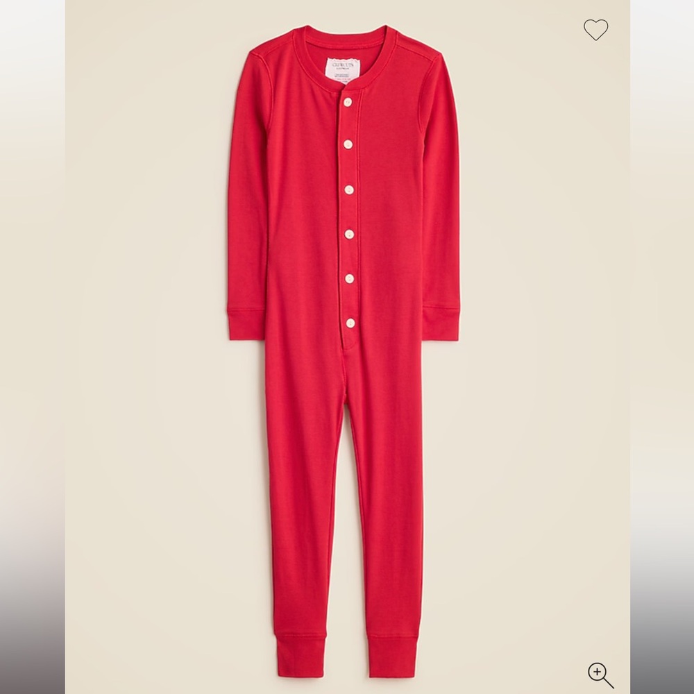 Jcrew Crewcuts Red Button-Up Pajama long John union suit kids.